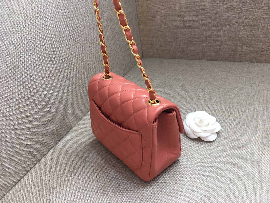 Mini Classic Flap Lambskin Bag A01115 Cream Pink/Gold